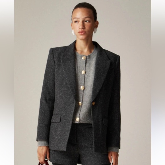 NWT J.Crew Vivienne Blazer in Italian Donegal Wool Blend size 00 $378 Charcoal - Picture 1 of 15